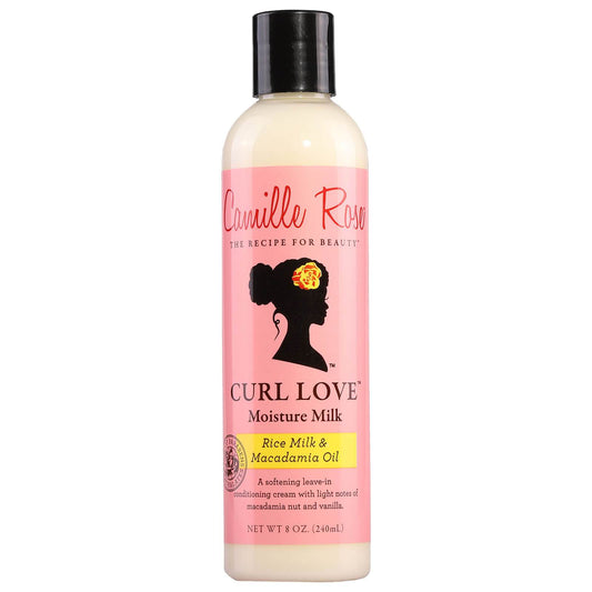Camille Rose Curl Love Moisture Milk Leave in Treatment are black hair products for natural hair care. This is an all natural leave in treatment for dry curly hair and uses rice milk, Macadamia Seed Oil, and Slippery Elm Bark. This leave in treatment for natural hair can be used by women, children, and men with curly hair.